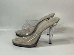 Stunning Beautiful VNG Platform Plastic See-Through Slide Pumps. (6-7)