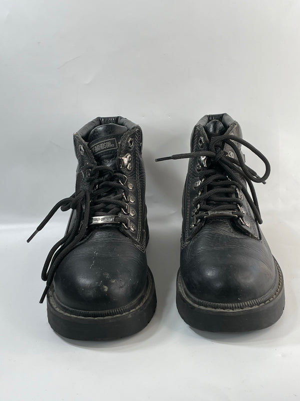 Stunning Beautiful Y2K VGT Vintage Leather Harley Davidson Oil Resistance Chuncky Rangers Boots   (38)