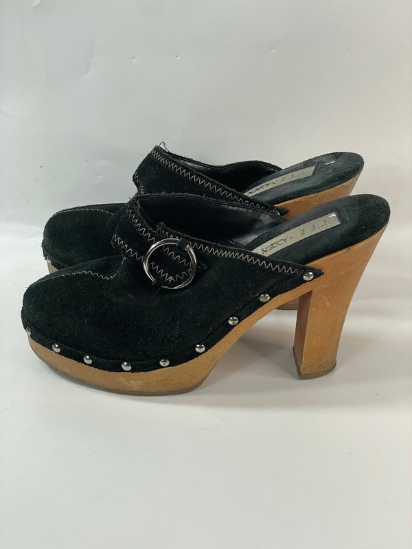 Beautiful Stunning Vintage Noir Platform Mules Heels (8)