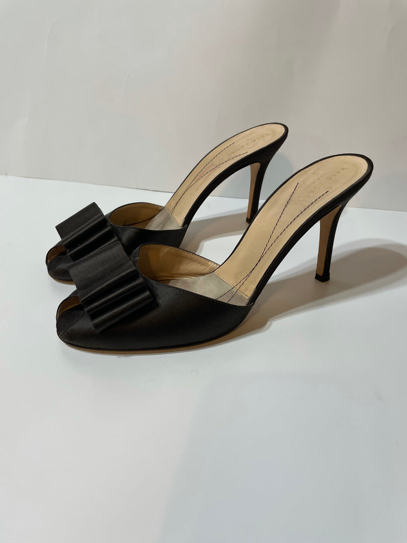 Gorgeous Satin Elegant  Kate Spade Satin Slide Heels With Bows (9.5B).      (DS)