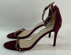 Stunning Beautiful Suede and Leather Embroidered Heel Sandals By Marc Fisher   (38.5)