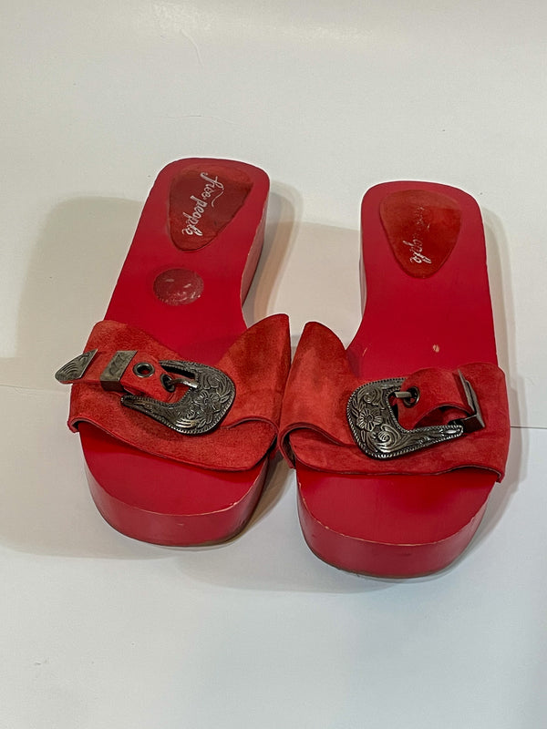 Free People vintage Cherry Suede Clogs/Slides (41)  Shoes