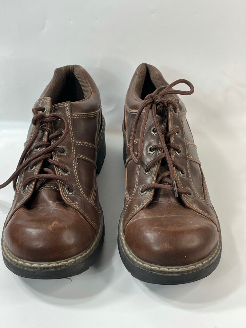 Beautiful Stunning Lace-up Vintage Brown Chunky Brooks Shoes By East Side (10)