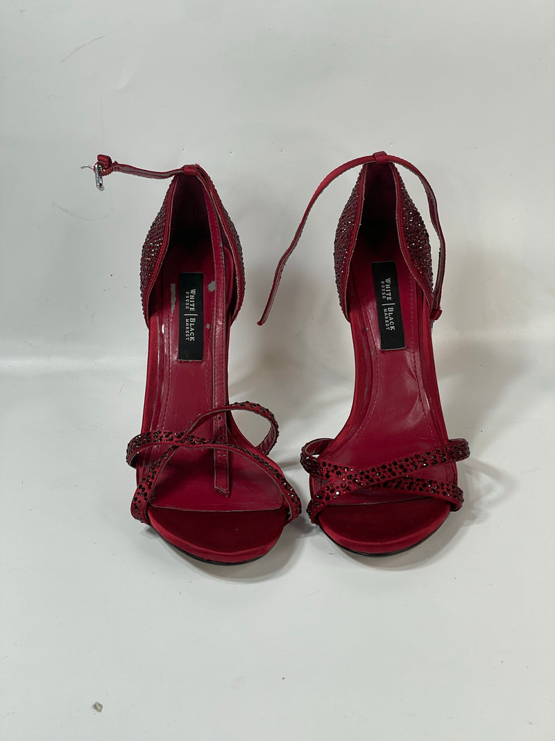 Beautiful Stunning Leather White Mkt Black Mkt Burgundy Sandals Pumps (39)