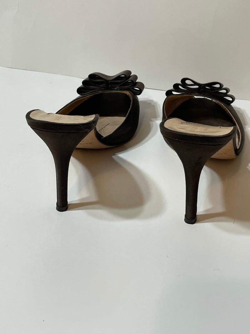 Gorgeous Satin Elegant  Kate Spade Satin Slide Heels With Bows (9.5B).      (DS)