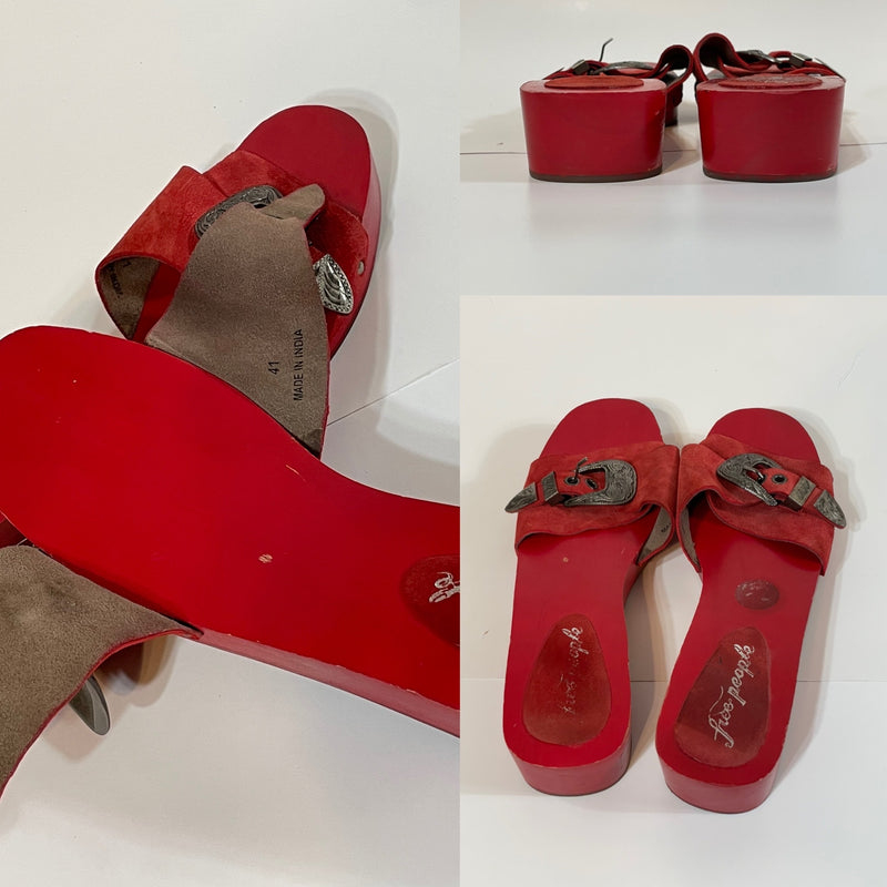 Free People vintage Cherry Suede Clogs/Slides (41)  Shoes