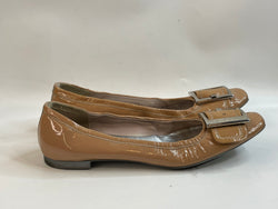 Gorgeous Caramel Prada Designers(ds) Shiny Leather Nude Flats (38)