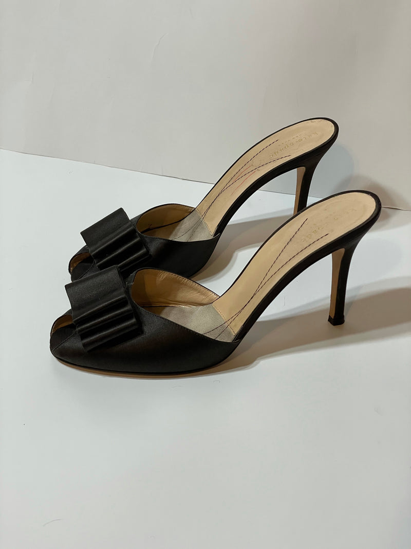 Gorgeous Satin Elegant  Kate Spade Satin Slide Heels With Bows (9.5B).      (DS)