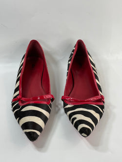 Stunning Beautiful VGT Vintage Leather Zebra Animal Skin Flat Pumps     (38.5)