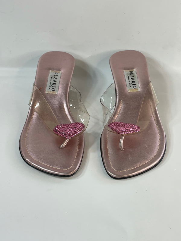 Beautiful Stunning Vintage Pink Candy See-through Plastic Slide Heels. Size 8