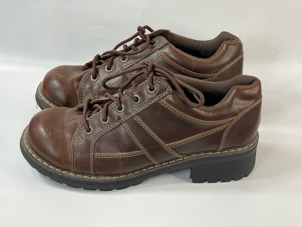 Beautiful Stunning Lace-up Vintage Brown Chunky Brooks Shoes By East Side (10)