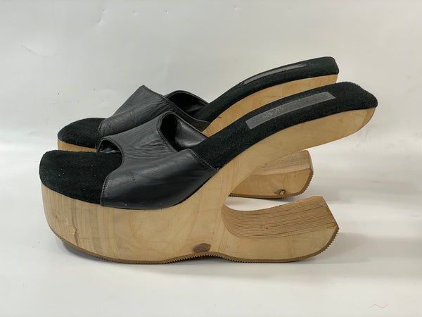 Beautiful Stunning Vintage Noir Platform Blank Slide Pumps Wedges (8)