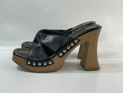 Stunning Beautiful Y2K  VTG Noire Chunky Platform Slide Pumps    (39)