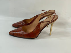 Stunning Beautiful Genuine Tan Croc Leather Designer(DS) Slingback Designer Heels By Giuseppe Zanotti. Size 36.5