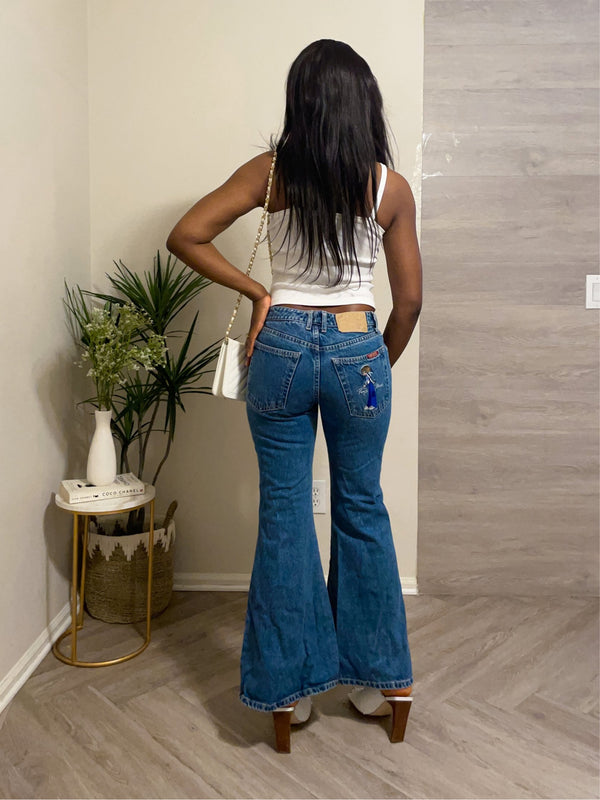 Rare find Stunning 100% Cotton Paris Blues Wide Leg Denims Jeans (S 28)