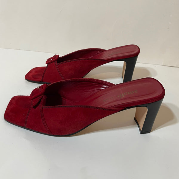 Gorgeous Y2K Vintage Almalfi Designer (ds) suede leather square toe mules slide