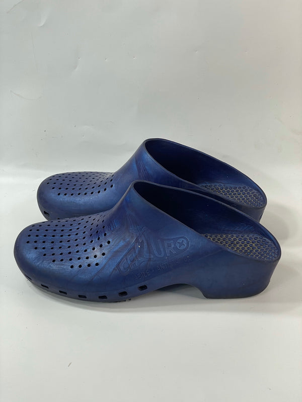 Stunning Beautiful Vintage Rubber Vintage Blue Italian Mules(5)