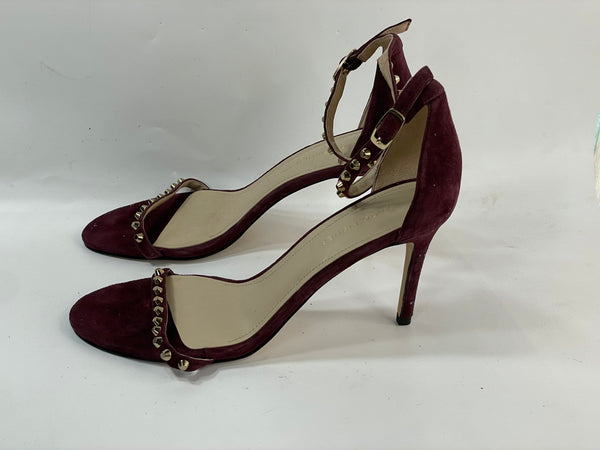 Stunning Beautiful Suede and Leather Embroidered Heel Sandals By Marc Fisher   (38.5)