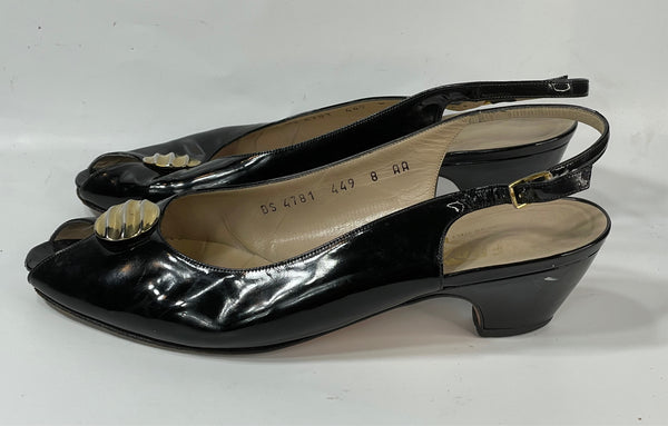 Beautiful Stunning 100% Genuine (DS) Leather Slingback kitten Heels Designer Pumps By Salvatore Ferragamo  (39).