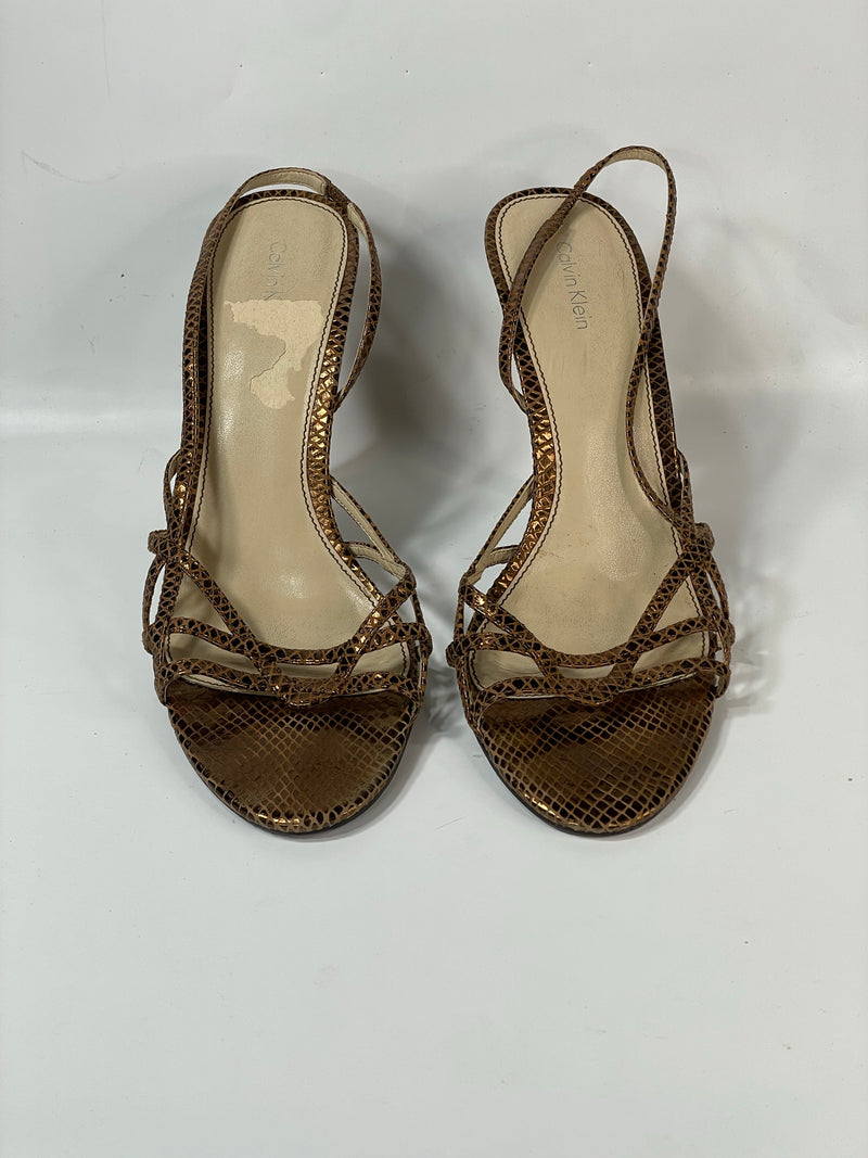 Beautiful Stunning Y2K VGT Calvin Klein Snake-Skin Heel Sandals (39)