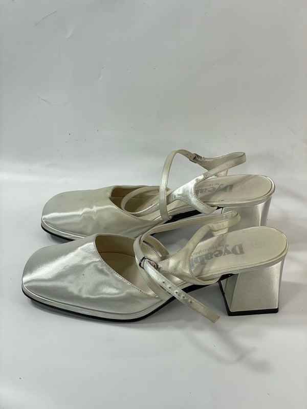 Stunning Beautiful Vintage Silver Platform Sandals Pumps (10)