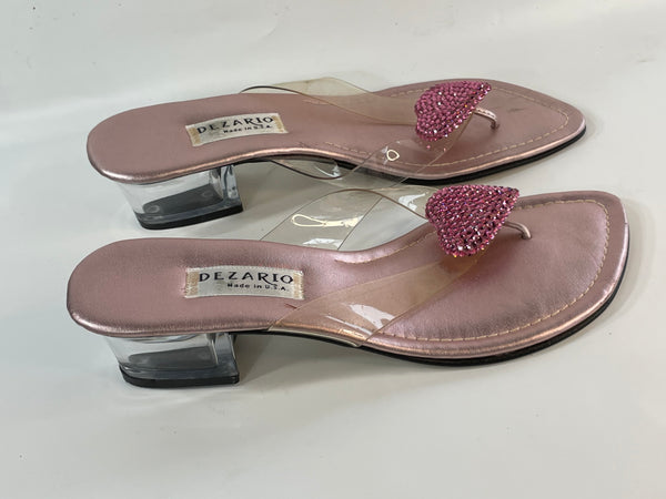 Beautiful Stunning Vintage Pink Candy See-through Plastic Slide Heels. Size 8